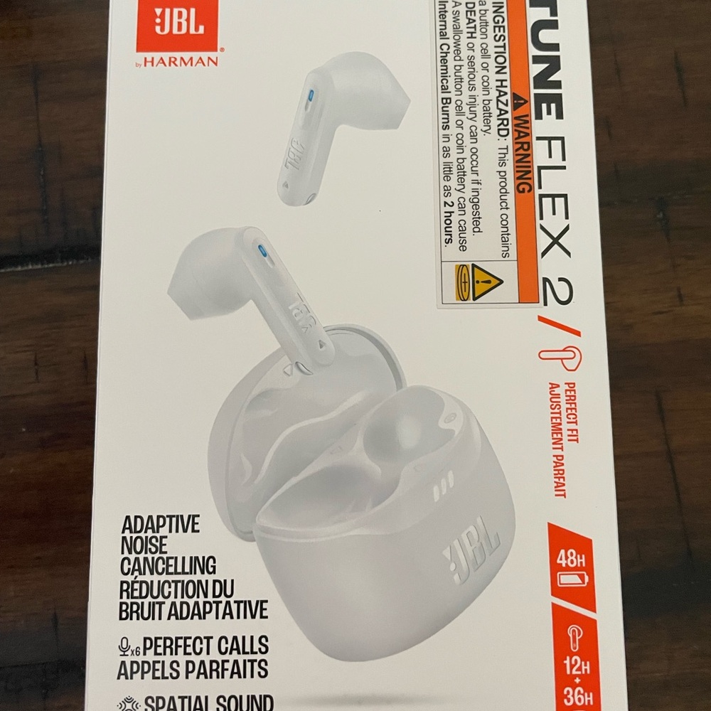 Brand New JBL Tune Flex 2 Earbuds - Crisp White